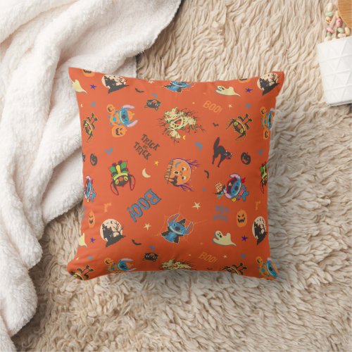 Stitch Halloween Trick_or_Treat Pattern Throw Pillow