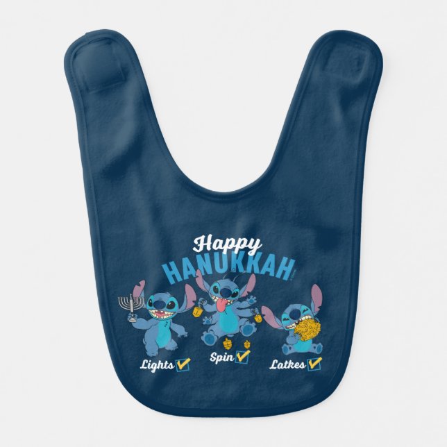 Stitch | Happy Hanukkah Baby Bib (Front)