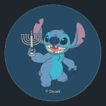 Stitch | Happy Hanukkah Classic Round Sticker<br><div class="desc">Check out this super cute Hanukkah graphic featuring Disney's Stitch!</div>
