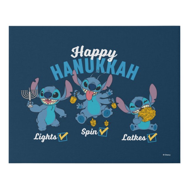 Stitch | Happy Hanukkah Faux Canvas Print (Front)