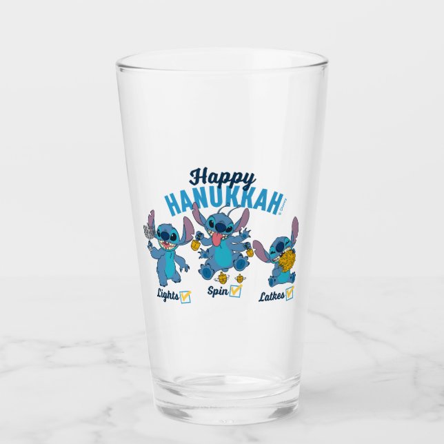 Stitch | Happy Hanukkah Glass (Front)