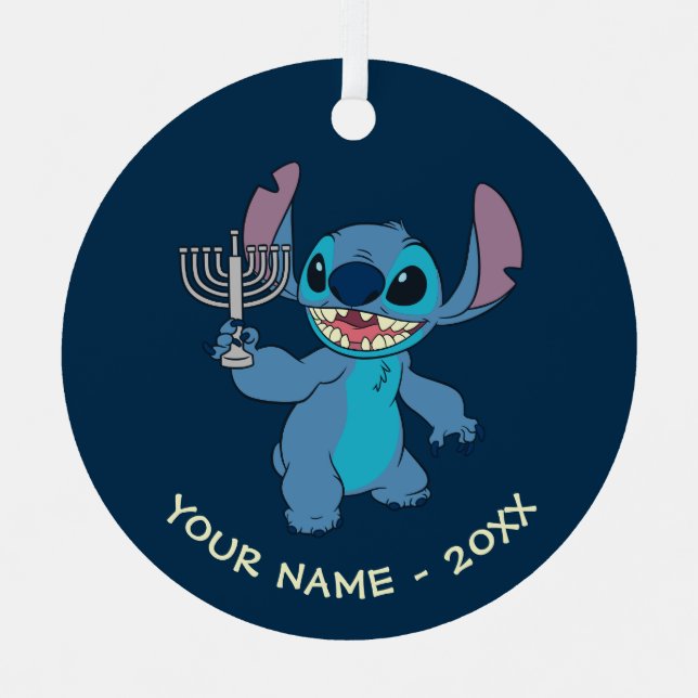 Stitch | Happy Hanukkah Metal Ornament (Front)