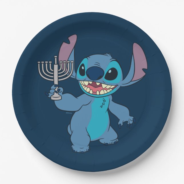 Stitch | Happy Hanukkah Paper Plates (Front)