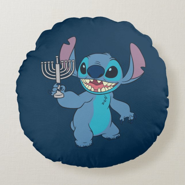 Stitch | Happy Hanukkah Round Pillow (Front)