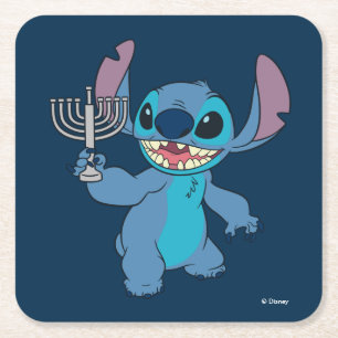 Stitch Happy Hanukkah Square Paper Coaster
