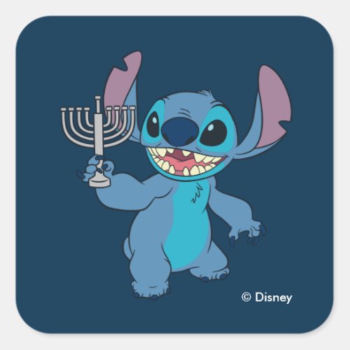 Stitch  Happy Hanukkah Square Sticker
