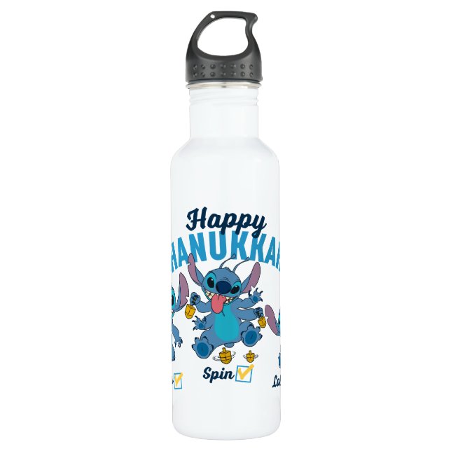 Stitch | Happy Hanukkah Stainless Steel Water Bottle (Front)