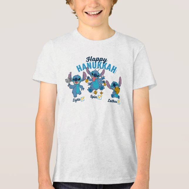 Stitch | Happy Hanukkah Tri-Blend Shirt (Front)