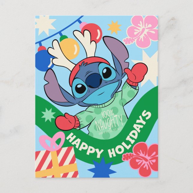 Stitch Happy Holidays - Island Cheer! Postcard (Front)