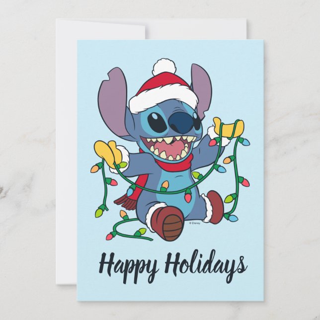 Stitch HChristmas Lights Card (Front)