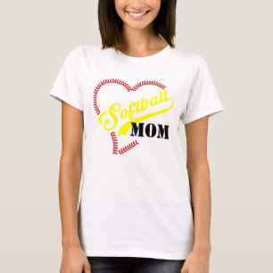Stitch Heart Softball Mom Personalized White TShir T-Shirt