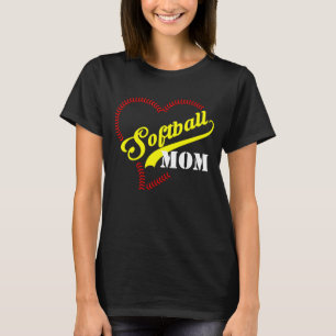 Stitch Heart Softball Mom Personalized Women Black T-Shirt