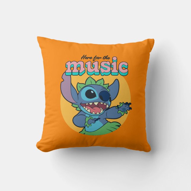Stitch | Here for the Music Throw Pillow (Front)