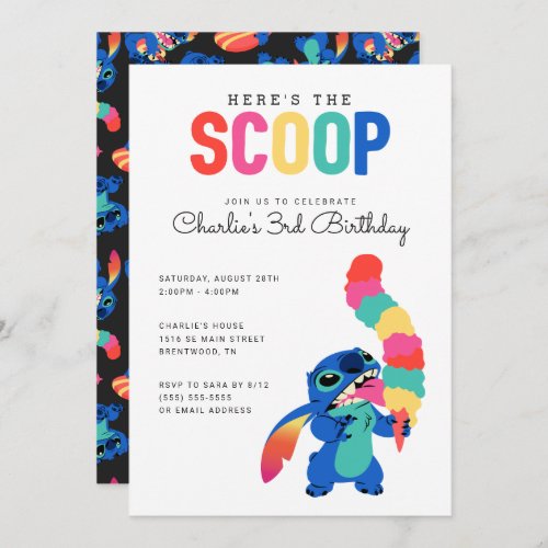 Stitch  Heres the Scoop Ice Cream Birthday Invitation