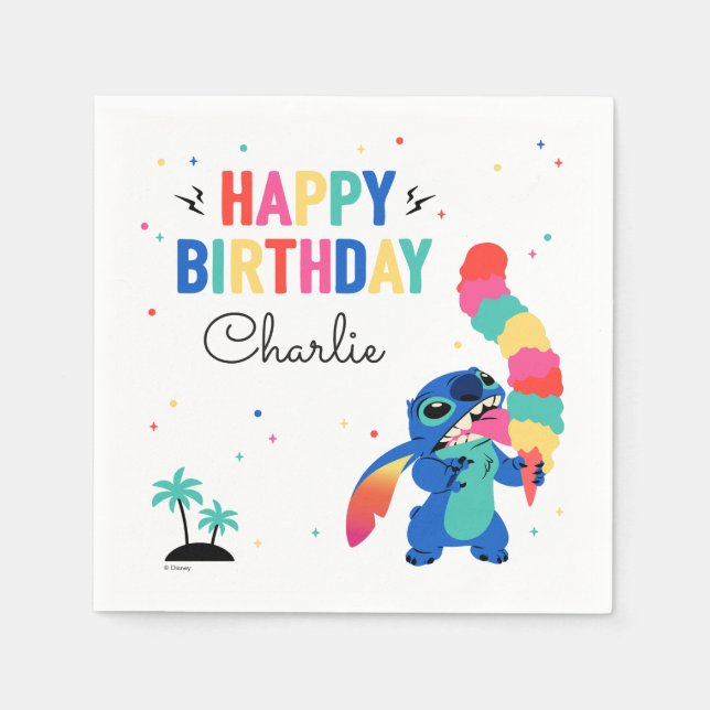 Stitch | Here's the Scoop Ice Cream Birthday Napkins (Front)