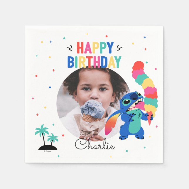 Stitch | Here's the Scoop Ice Cream Birthday Napkins (Front)