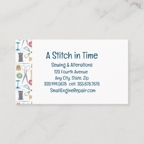 Stitch in Time Sewing Alterations Repair Business Card