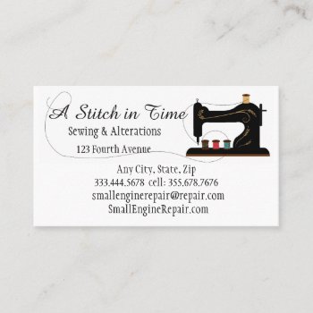 Stitch In Time Sewing Alterations Repair Business Card by countrymousestudio at Zazzle