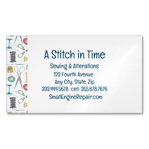 Stitch in Time Sewing Alterations Repair Business Card Magnet