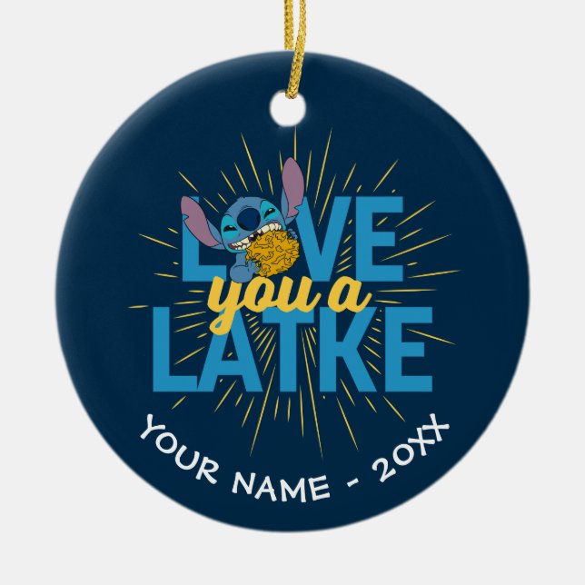 Stitch | Love You a Latke Ceramic Ornament (Front)