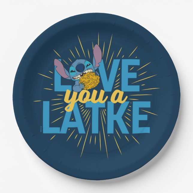 Stitch | Love You a Latke Paper Plates (Front)