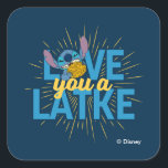 Stitch | Love You a Latke Square Sticker<br><div class="desc">Happy Hanukkah from Stitch! This cute graphic features Stitch and the text,  "Love you a latke."</div>
