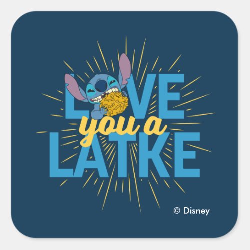 Stitch  Love You a Latke Square Sticker