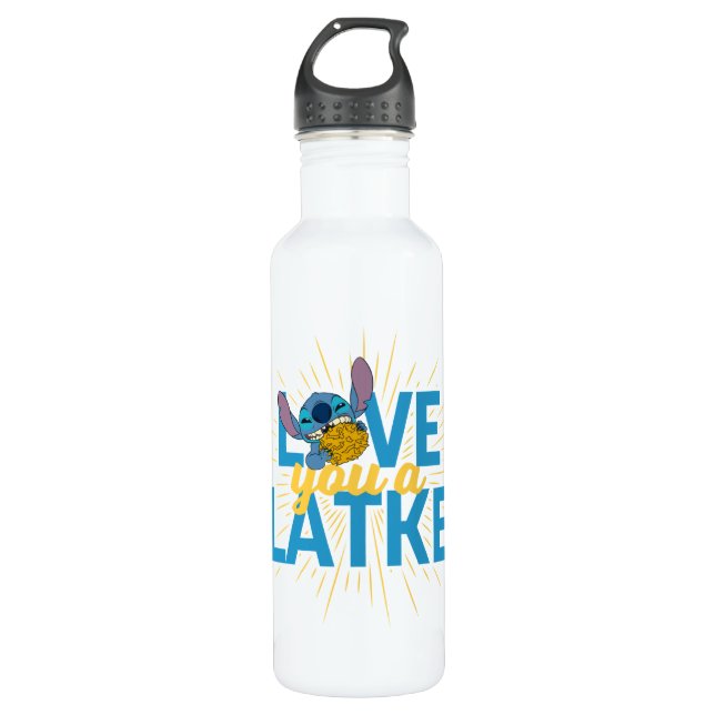 Stitch | Love You a Latke Stainless Steel Water Bottle (Front)