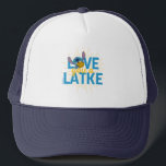 Stitch | Love You a Latke Trucker Hat<br><div class="desc">Happy Hanukkah from Stitch! This cute graphic features Stitch and the text,  "Love you a latke."</div>