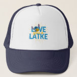 Stitch | Love You a Latke Trucker Hat<br><div class="desc">Happy Hanukkah from Stitch! This cute graphic features Stitch and the text,  "Love you a latke."</div>
