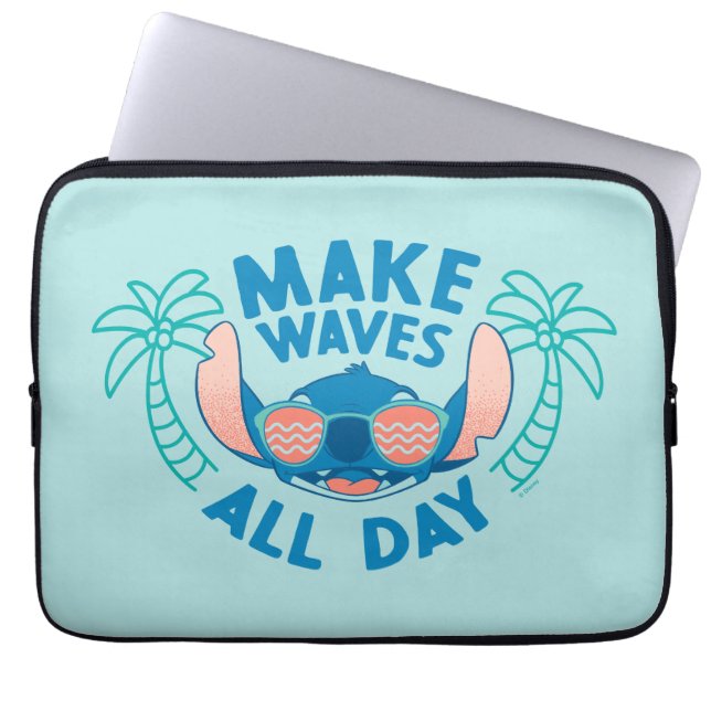 Stitch | Make Waves All Day Laptop Sleeve (Front)