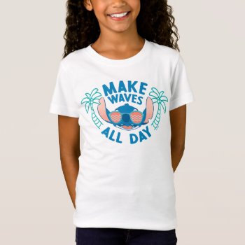 Stitch | Make Waves All Day T-shirt by LiloAndStitch at Zazzle