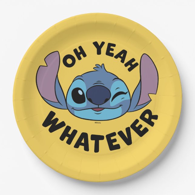 Stitch | Oh Yeah Whatever Paper Plates (Front)
