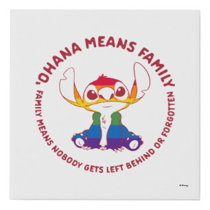 Stitch   Ohana Means Family - Rainbow Faux Canvas Print