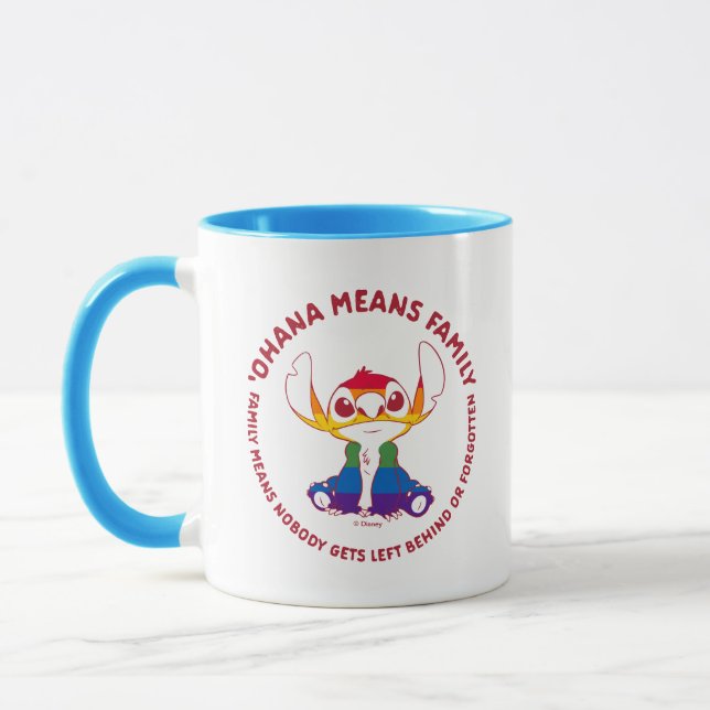 Stitch | Ohana Means Family - Rainbow Mug (Left)