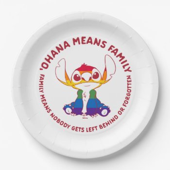 Stitch | Ohana Means Family - Rainbow Paper Plates by LiloAndStitch at Zazzle