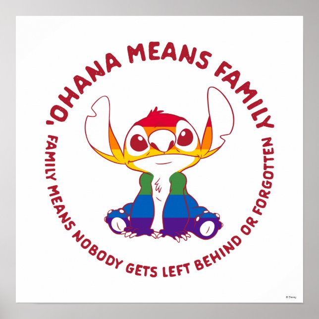 Stitch | Ohana Means Family - Rainbow Poster (Front)