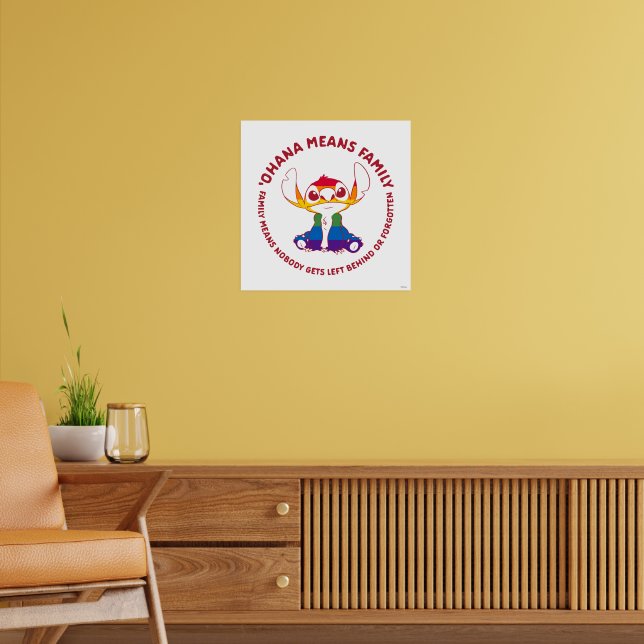 Stitch | Ohana Means Family - Rainbow Poster | Zazzle
