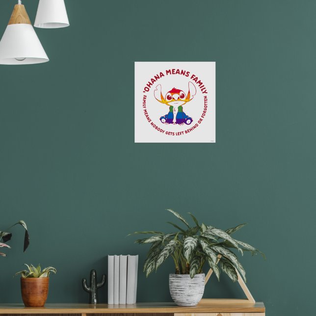 Stitch | Ohana Means Family - Rainbow Poster | Zazzle