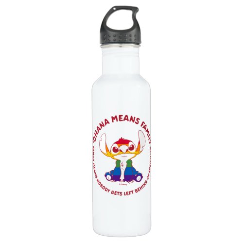 Stitch  Ohana Means Family _ Rainbow Stainless Steel Water Bottle