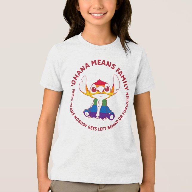 Stitch | Ohana Means Family - Rainbow Tri-Blend Shirt (Front)