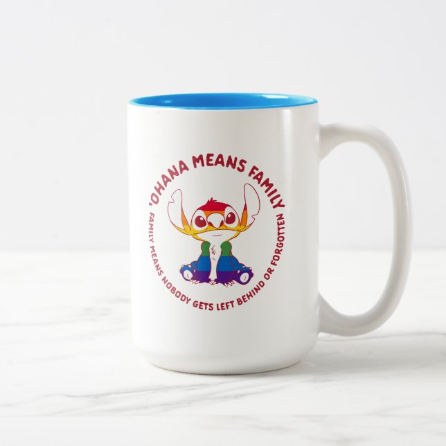 Stitch | Ohana Means Family - Rainbow Two-Tone Coffee Mug (Right)