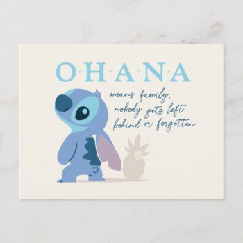 Stitch - Ohana Postcard by LiloAndStitch at Zazzle