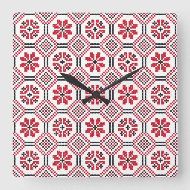 Stitch pattern square wall clock (Front)
