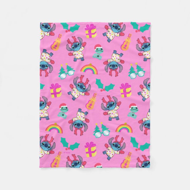 Stitch & Scrump Christmas Pattern Fleece Blanket (Front)