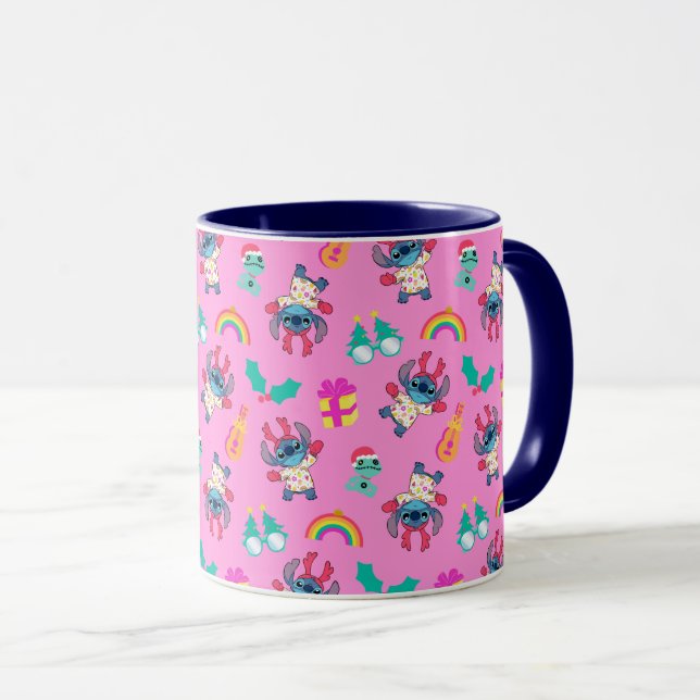 Stitch & Scrump Christmas Pattern Mug (Front Right)