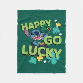 Stitch | St. Patrick's Day - Happy Go Lucky Fleece Blanket