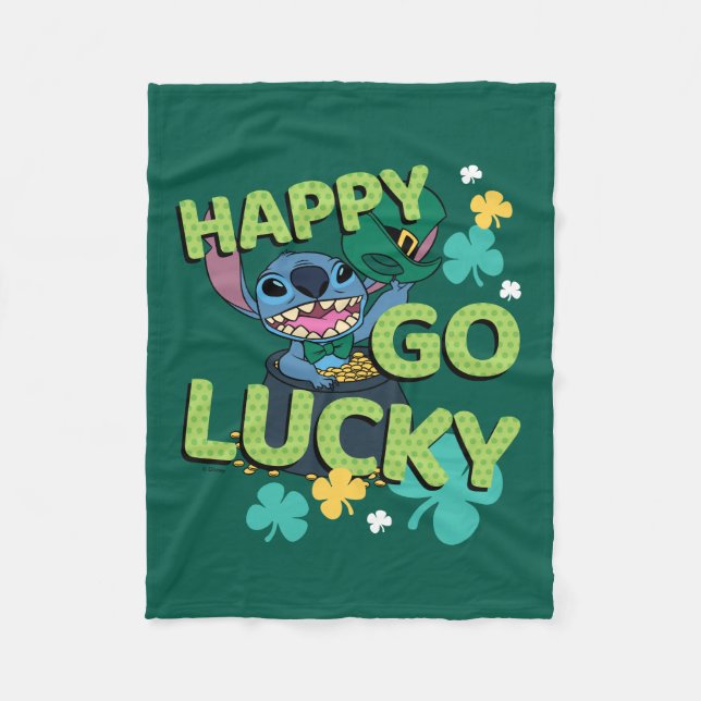 Stitch | St. Patrick's Day - Happy Go Lucky Fleece Blanket (Front)