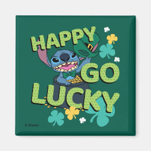 Stitch St. Patrick's Day - Happy Go Lucky Magnet