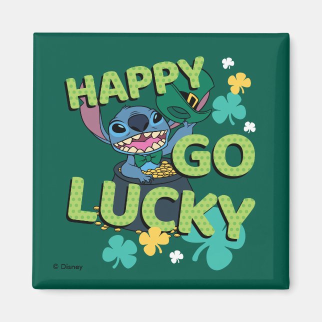 Stitch | St. Patrick's Day - Happy Go Lucky Magnet (Front)